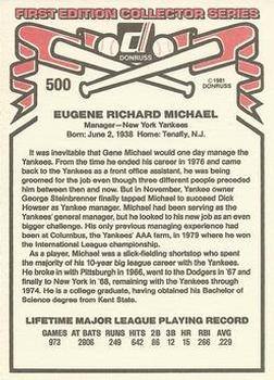 1981 Donruss #500 Gene Michael Back