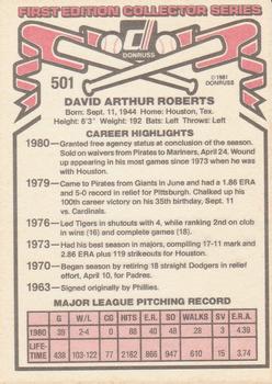 1981 Donruss #501 Dave Roberts Back