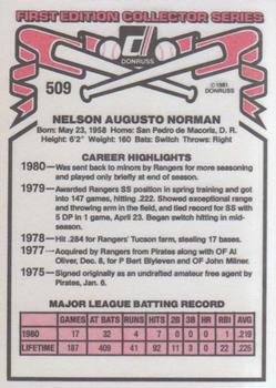 1981 Donruss #509 Nelson Norman Back
