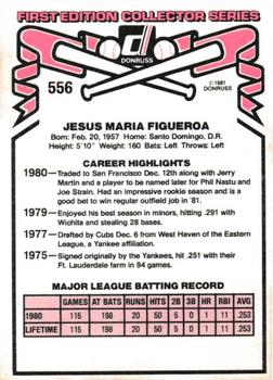 1981 Donruss #556 Jesus Figueroa Back