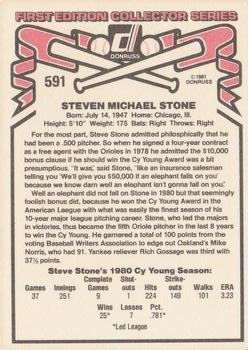 1981 Donruss #591 Steve Stone Back