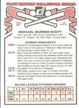 1981 Donruss #37 Mike Scott Back