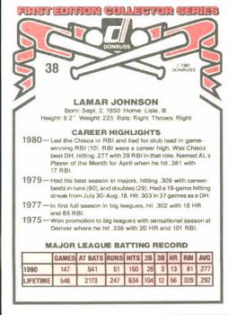 1981 Donruss #38 Lamar Johnson Back