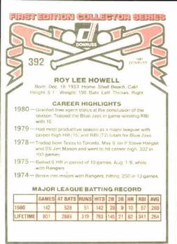 1981 Donruss #392 Roy Howell Back