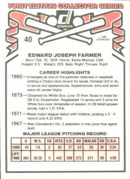 1981 Donruss #40 Ed Farmer Back