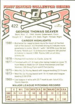 1981 Donruss #422 Tom Seaver Back
