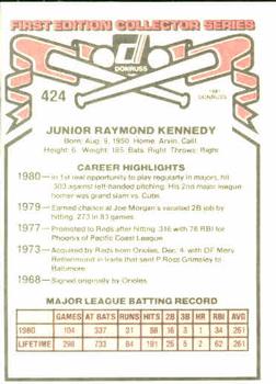 1981 Donruss #424 Junior Kennedy Back