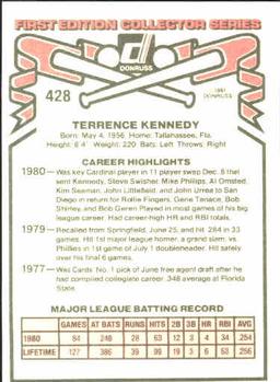 1981 Donruss #428 Terry Kennedy Back