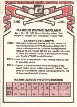 1981 Donruss #440 Wayne Garland Back