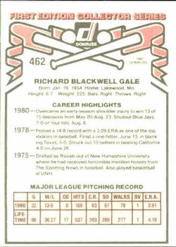 1981 Donruss #462 Rich Gale Back