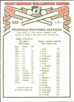 1981 Donruss #468 Reggie Jackson Back