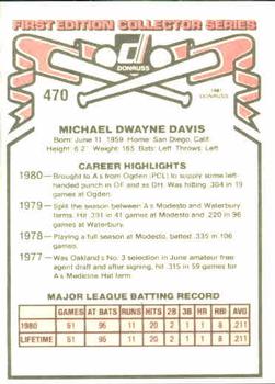 1981 Donruss #470 Mike Davis Back