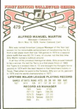 1981 Donruss #479 Billy Martin Back