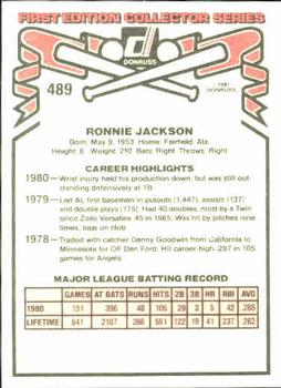 1981 Donruss #489 Ron Jackson Back