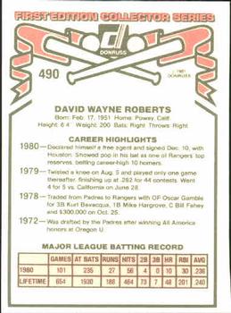 1981 Donruss #490 Dave Roberts Back