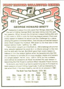 1981 Donruss #491 George Brett Back