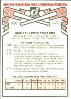 1981 Donruss #497 Mike Edwards Back