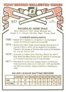 1981 Donruss #517 Bo Diaz Back
