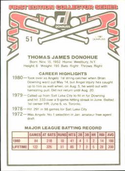 1981 Donruss #51 Tom Donohue Back