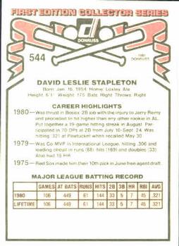 1981 Donruss #544 Dave Stapleton Back