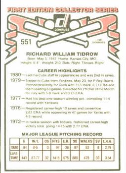 1981 Donruss #551 Dick Tidrow Back