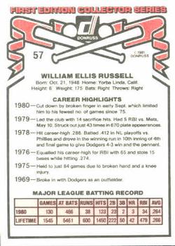 1981 Donruss #57 Bill Russell Back