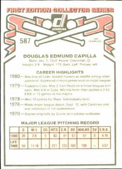 1981 Donruss #587 Doug Capilla Back
