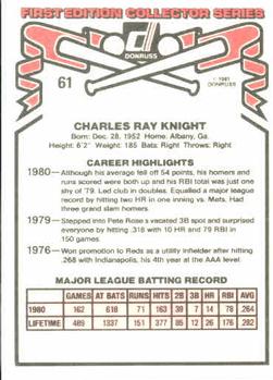 1981 Donruss #61 Ray Knight Back