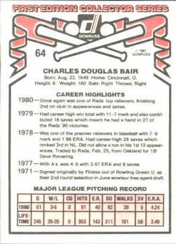 1981 Donruss #64 Doug Bair Back