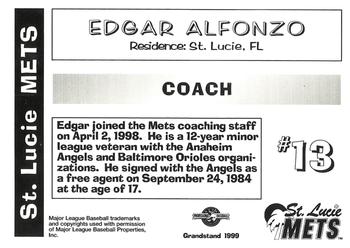 1999 Grandstand St. Lucie Mets #NNO Edgar Alfonzo Back