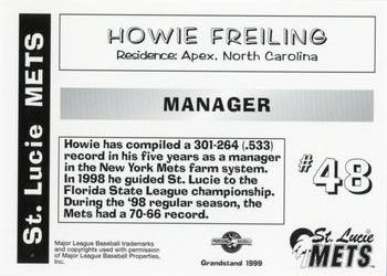 1999 Grandstand St. Lucie Mets #NNO Howie Freiling Back