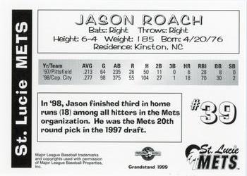 1999 Grandstand St. Lucie Mets #NNO Jason Roach Back