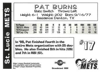 1999 Grandstand St. Lucie Mets #NNO Pat Burns Back