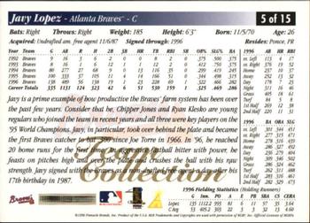 1997 Score Atlanta Braves #5 Javier Lopez Back