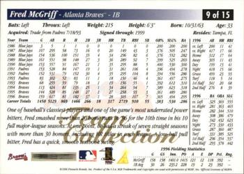 1997 Score Atlanta Braves #9 Fred McGriff Back