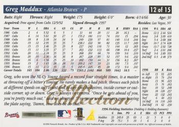 1997 Score Atlanta Braves #12 Greg Maddux Back