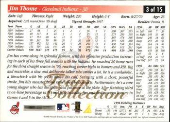 1997 Score Cleveland Indians #3 Jim Thome Back