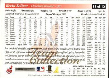 1997 Score Cleveland Indians #11 Kevin Seitzer Back