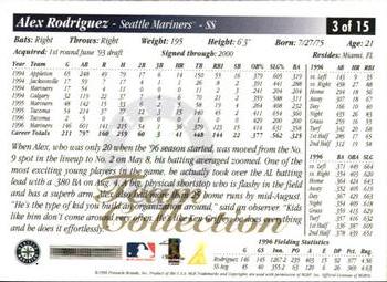 1997 Score Seattle Mariners #3 Alex Rodriguez Back