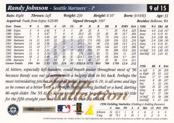 1997 Score Seattle Mariners #9 Randy Johnson Back