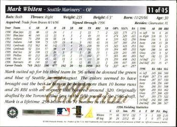1997 Score Seattle Mariners #11 Mark Whiten Back