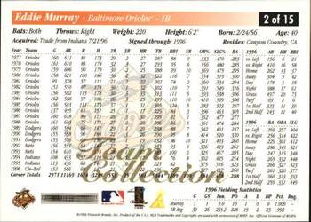 1997 Score Baltimore Orioles #2 Eddie Murray Back