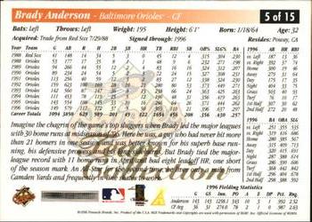 1997 Score Baltimore Orioles #5 Brady Anderson Back