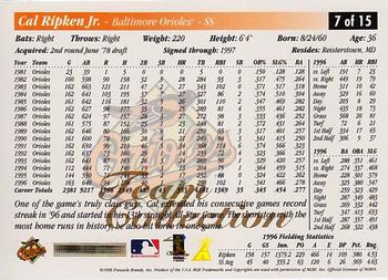 1997 Score Baltimore Orioles #7 Cal Ripken Jr. Back