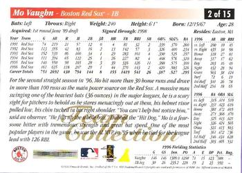1997 Score Boston Red Sox #2 Mo Vaughn Back