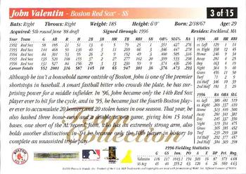 1997 Score Boston Red Sox #3 John Valentin Back