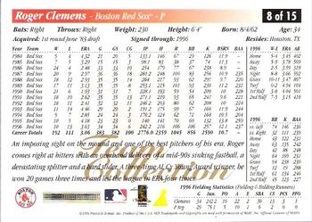 1997 Score Boston Red Sox #8 Roger Clemens Back
