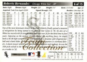 1997 Score Chicago White Sox #6 Roberto Hernandez Back