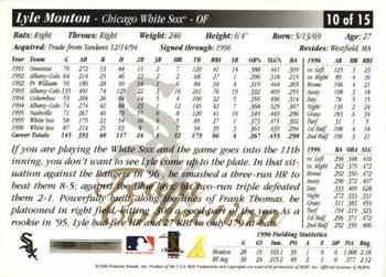 1997 Score Chicago White Sox #10 Lyle Mouton Back