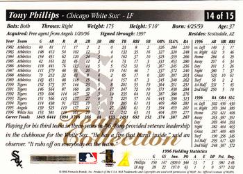1997 Score Chicago White Sox #14 Tony Phillips Back